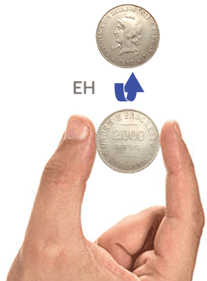 Exemplo de moeda com eixo horizontal