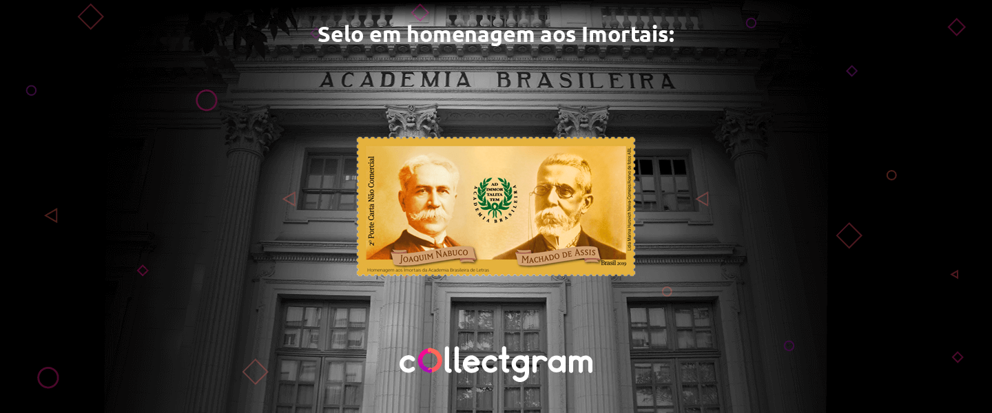 Selo Machado de Assis e Joaquim Nabuco: Imortais da Academia Brasileira de Letras